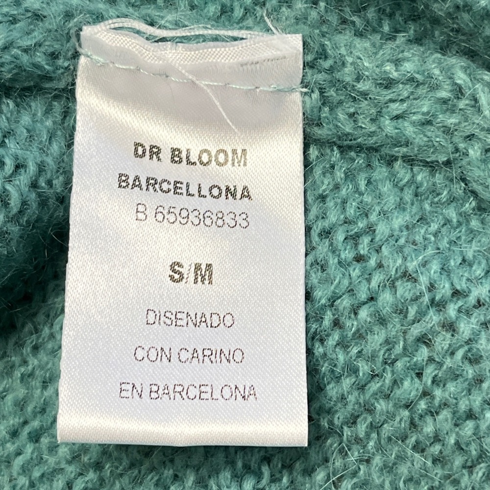 DR BLOOM Teal Mohair Blend Cardigan Sweater Sz S M Feminine Cottage Girly - Picture 8 of 14